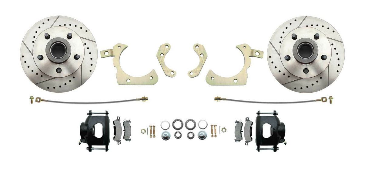 disc brake conversion kit for 1955-1958 Chevy black disc brake fits-1955-58-gm-full-size-disc-brake-kit-drilled-slotted-rotors-black-dbk5558lxb MBM