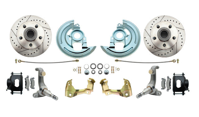 disc brake conversion kit for 1962-1967 Chevy Nova stainless steel steel black disc brake fits-1962-67-chevy-nova-x-disc-brake-kit-drilled-slotted-rotors-black-dbk6267lxb MBM