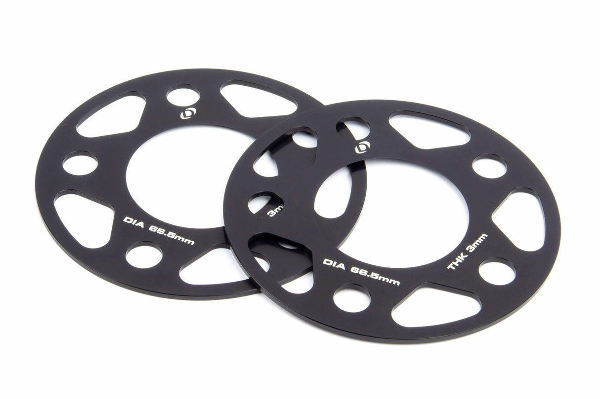 Spacers; 66.5mm CB - 3mm Thick - D210-2021 black aluminum