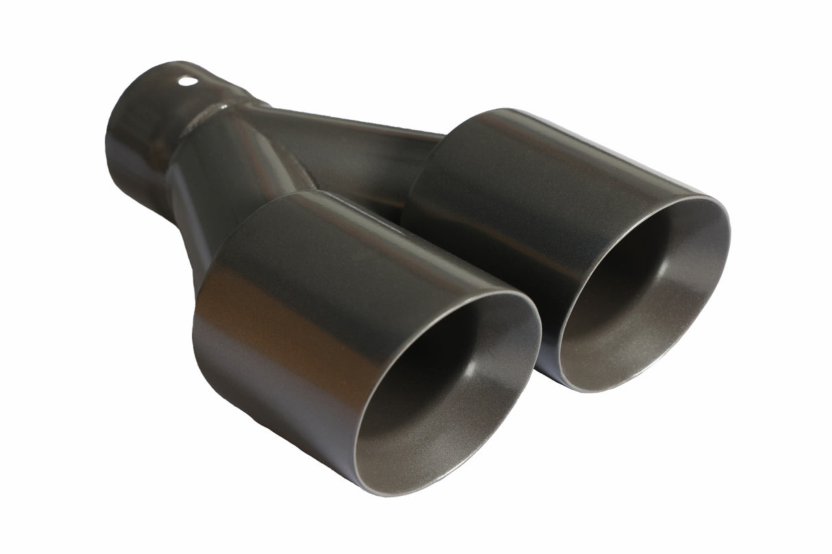 t Dual Round Double Wall Slant Cut Tip Powered Coat Gun Metal Grey-ET-025GY Modern Day Muffler and Brakes