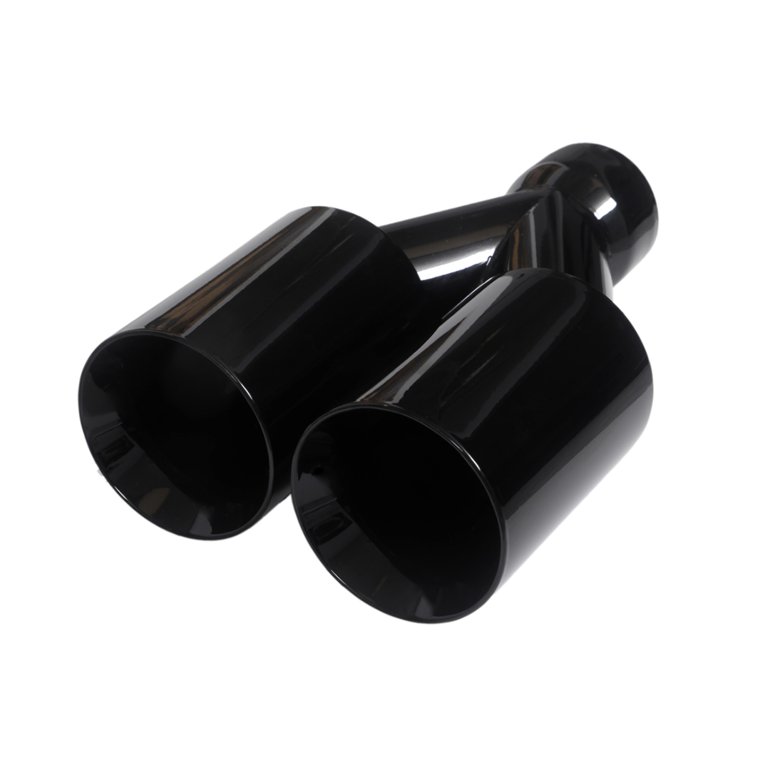 t Dual Round Double Wall Straight Cut Tip Powered Coat Gloss Black-ET-0251GB Modern Day Muffler and Brakes