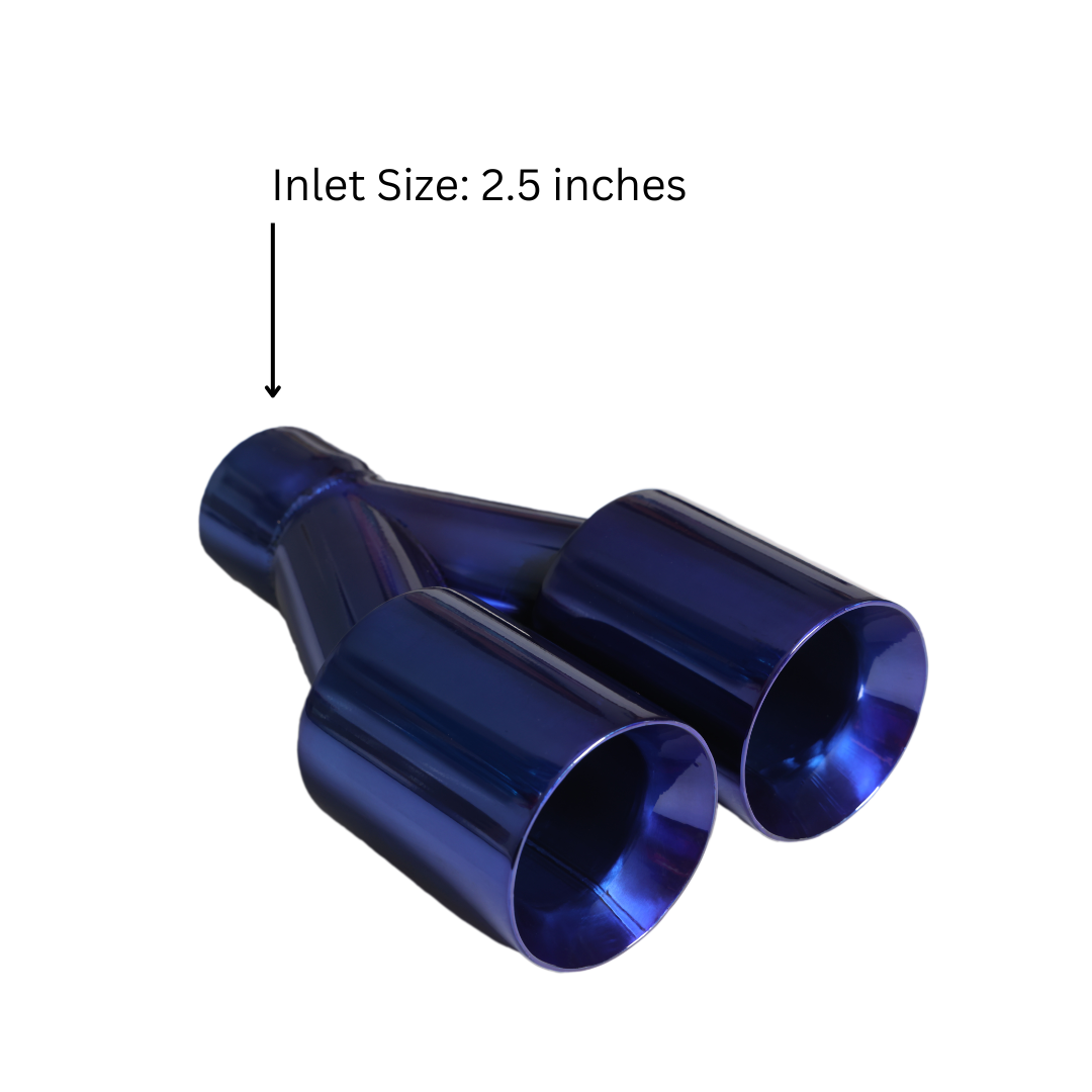 t Dual Round Double Wall Straight Cut Tip Powered Coat JDM Blue-ET-0251BL Modern Day Muffler and Brakes