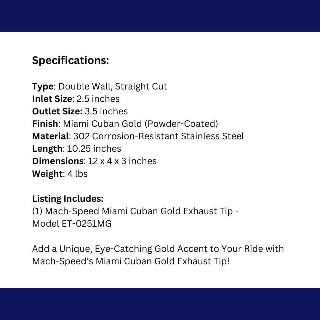 t Dual Round Double Wall Straight Cut Tip Powered Coat Miami Gold-ET-0251MG Modern Day Muffler and Brakes