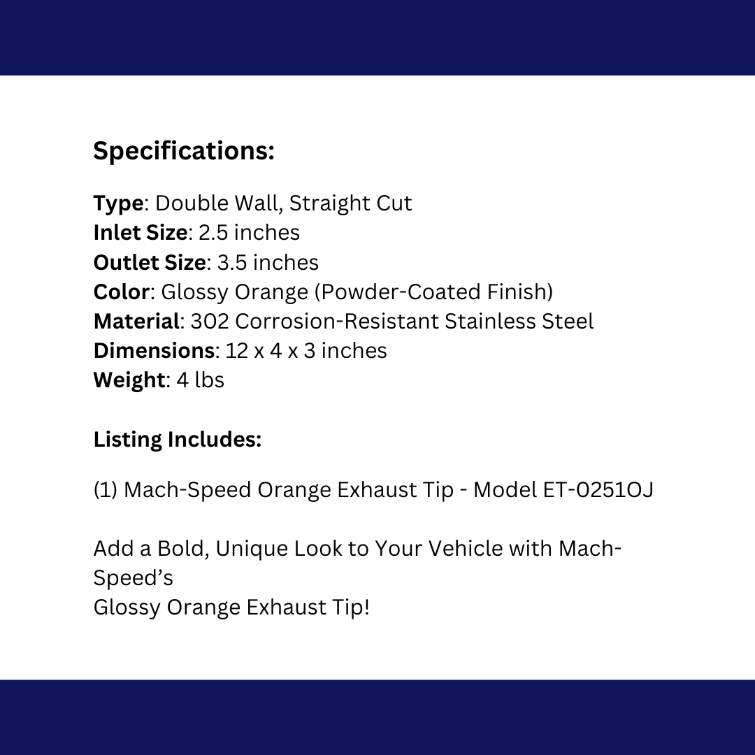 t Dual Round Double Wall Straight Cut Tip Powered Coat Orange-ET-0251OJ Modern Day Muffler and Brakes