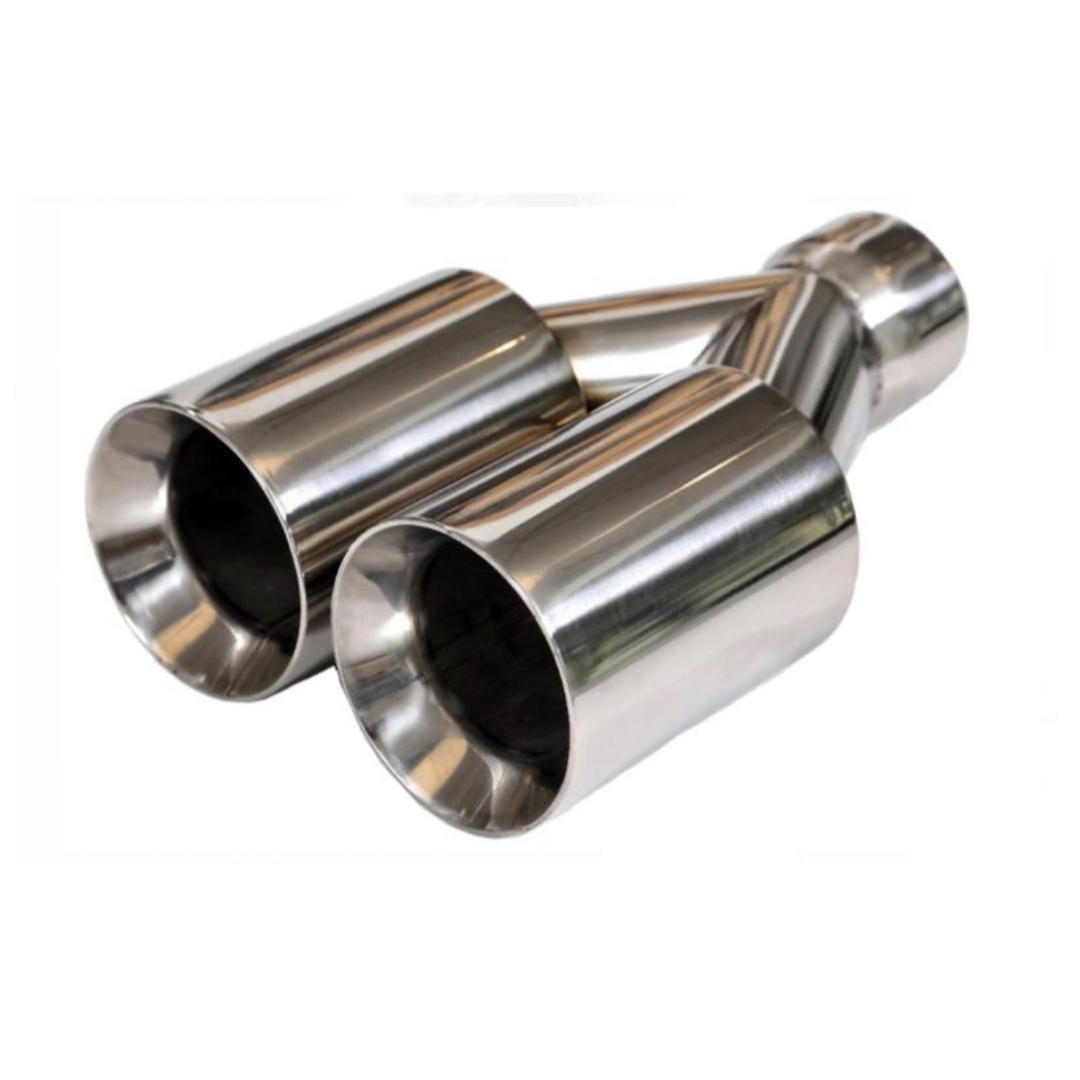 t Dual Round Double Wall Straight Cut Tip Stainless Steel-ET-0251 Modern Day Muffler and Brakes