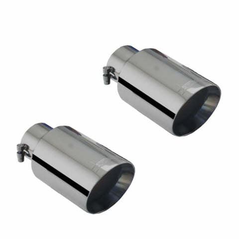 XFORCE ES-VWGTI-BLACKTIP - SSRound Angle Cut Clamp-On Dual Black Exhaust Tips