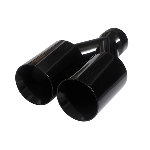 Dual Round Double Wall Straight Cut Tip Powered Coat Gloss Black-ET-0251GB