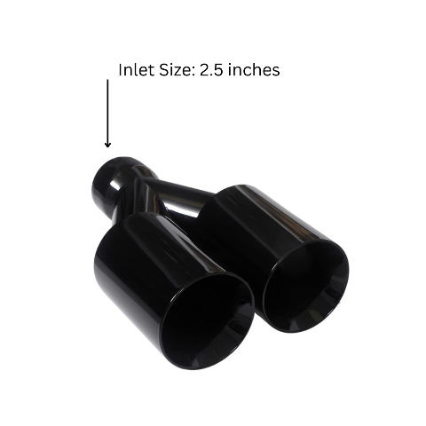Dual Round Double Wall Slant Cut Tip Powered Coat Gloss Black-ET-025GB