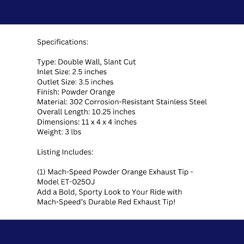 Dual Round Double Wall Slant Cut Tip Powered Coat Orange-ET-025OJ