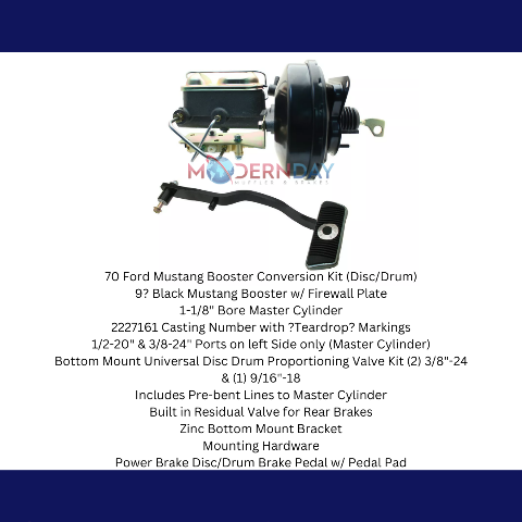 power brake booster and master cylinder kit for 1967-1970 Ford Mustang black drum brake power brake manual brake fits-1967-1970-ford-mustang-booster-conversion-automatic-only-d MBM