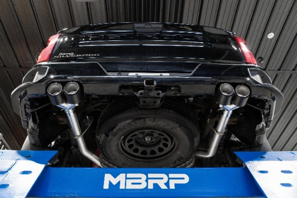 MBRP cat-back exhaust system fits 2019-2023 Chevy Silverado 1500 dual split rear exit Armor Pro Series T304 stainless steel S50053CF 2.5 inch inlet/outlet