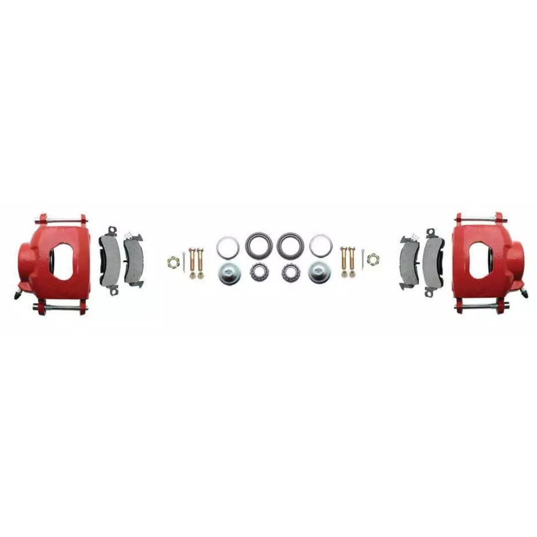 1955-1958 GM Full Size Disc Brake Kit Drilled/Slotted Rotors-Red DBK5558LXR Brakes MBM