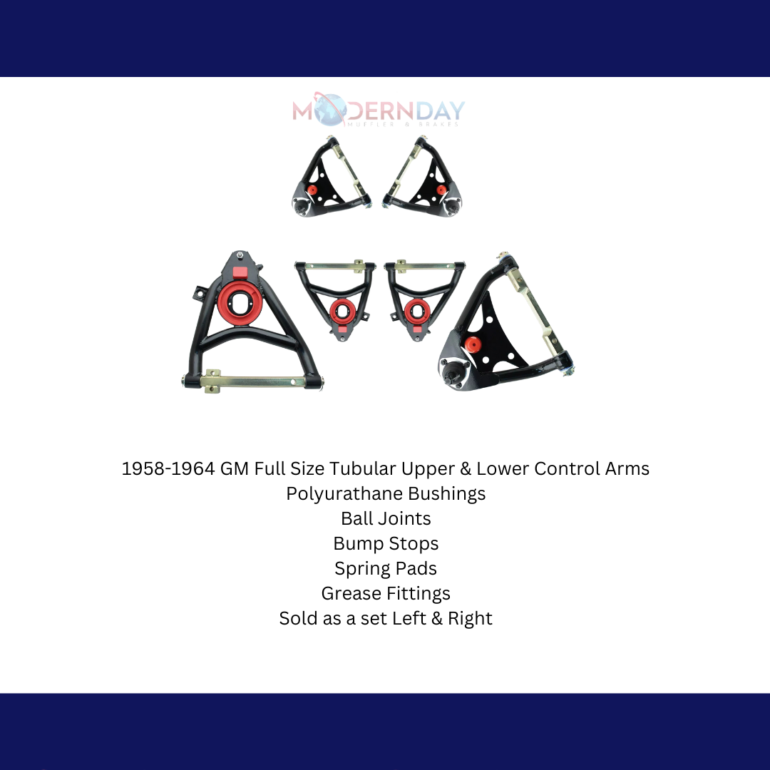 1958-1964 Chevrolet Biscayne Upper and Lower Control Arms Front for 1958-1964 Chevy Impala steel black fits-1958-1964-gm-full-size-upper-lower-control-arms-lcauca5864kit