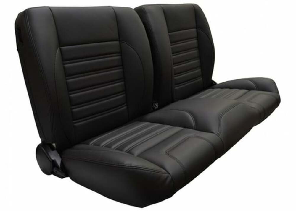 1959 Chevrolet 3B; Split-Bench Seat-Sport-Black/Red Stitching QSBNH59RED steel