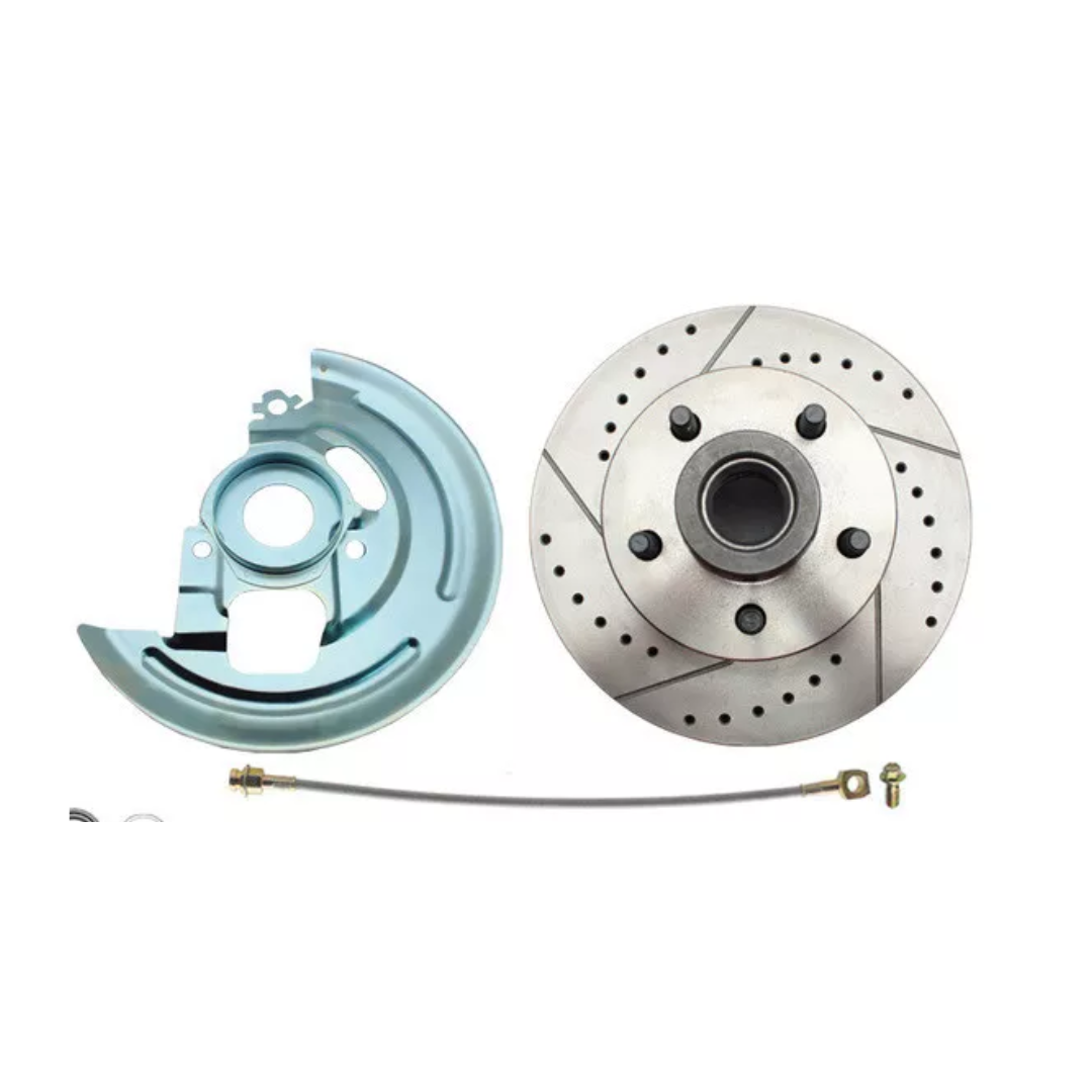 1962-1967 Chevy Nova X Disc Brake Kit Drilled/Slotted Rotors-Red DBK6267LXR Brakes MBM