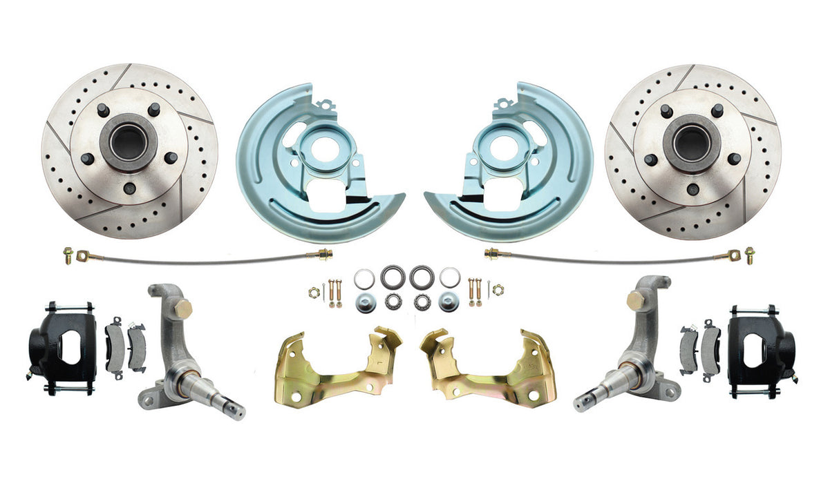 1962-67 Chevy Nova X Disc Brake Kit Drilled/Slotted Rotors-Black DBK6267LXB Brakes MBM