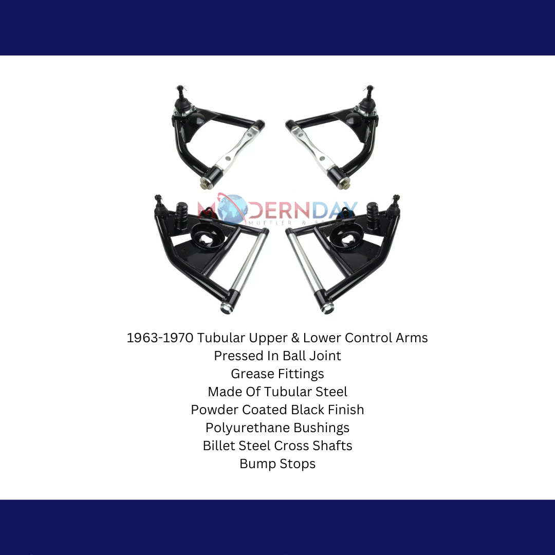 1963-1970 Chevrolet C10 2WD Tubular Upper & Lower Control Arms for 1963-1970 Chevy C10 steel black fits-1963-1970-chevrolet-c10-2wd-tubular-upper-lower-control-arms-lcauca6370