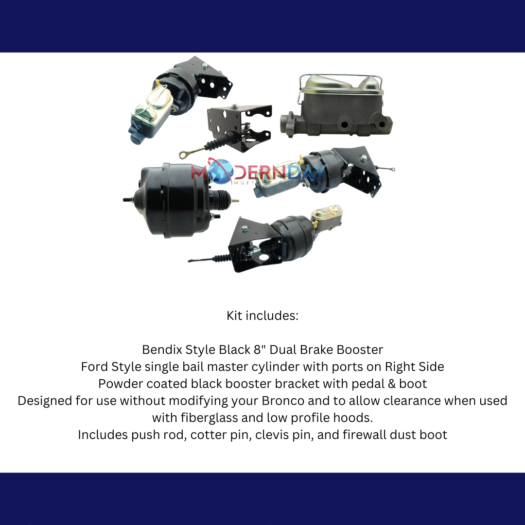 1966-1977 Ford Bronco Power Brake Conversion Kit Firewall Mount PBUFT12504A Brakes MBM