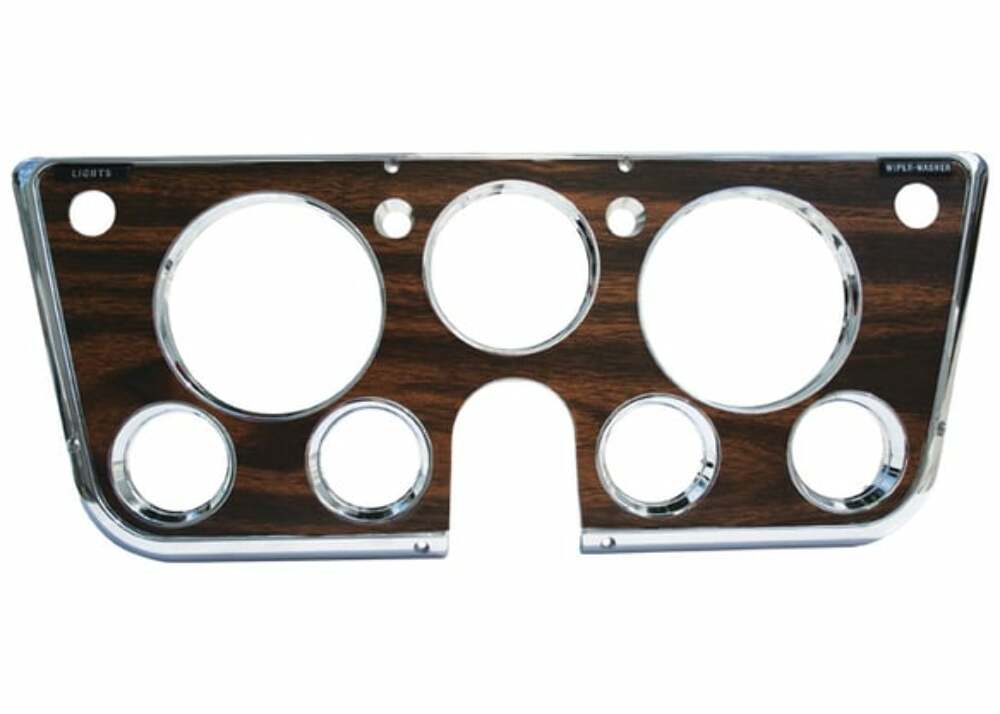 1969-72 Blazer Instrument Bezel-7 Hole W/ Gauges-Chrome/Woodgrain INST305