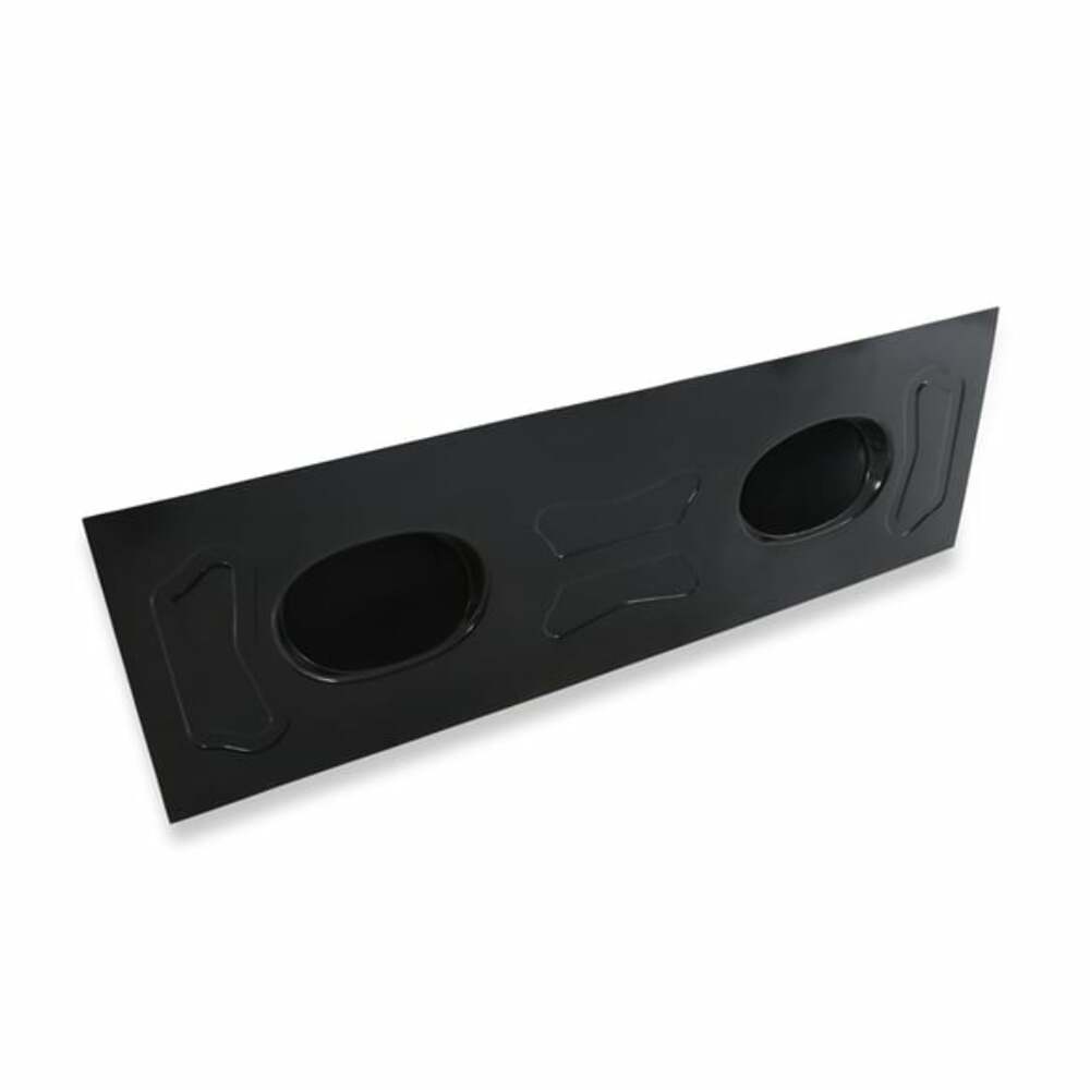 1971-1973 Ford Mustang Fastback package tray with 6x9 speaker pods factory style black ABS plastic D1ZZ-6346656-SP Scott Drake