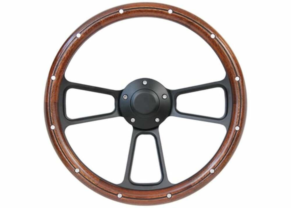 1988-91 Blazer Custom Steering Wheels-Black / Wood-Plain STRF8BW74-91