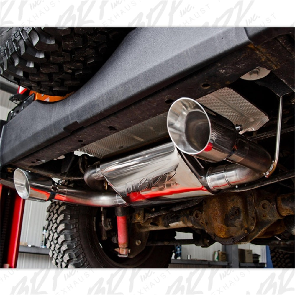 MBRP axle-back exhaust system fits 2007-2011 Jeep Wrangler dual rear exit Armor Plus Series T409 stainless steel S5528409 2 inch inlet/outlet