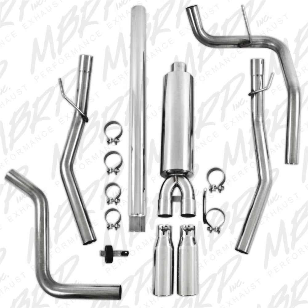 MBRP cat-back exhaust system fits Ford F-150 dual split rear exit Armor Plus Series T409 stainless steel S5202409 2 inch inlet/outlet