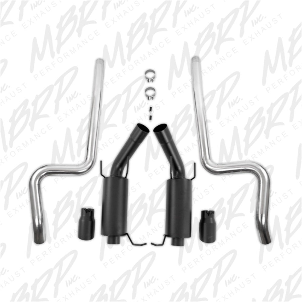 MBRP cat-back exhaust system fits 2011-2014 Ford Mustang dual split rear exit aluminized steel S7258BLK