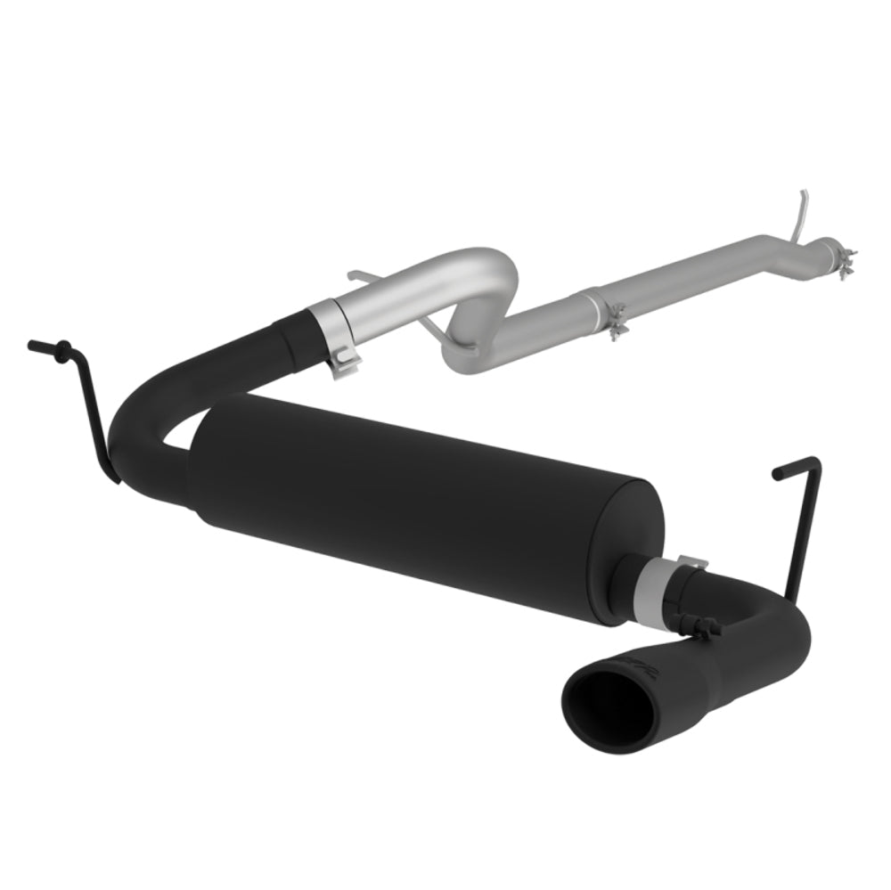 MBRP cat-back exhaust system fits Jeep Wrangler single rear exit aluminized steel black coated S5526BLK