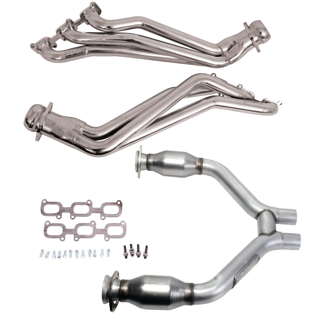 Fits 2015-2017 Mustang V6 1-3/4 Tube Headers, Short Mid H Pipe w/Converter-16424 for 2015-2017 Ford Mustang polished