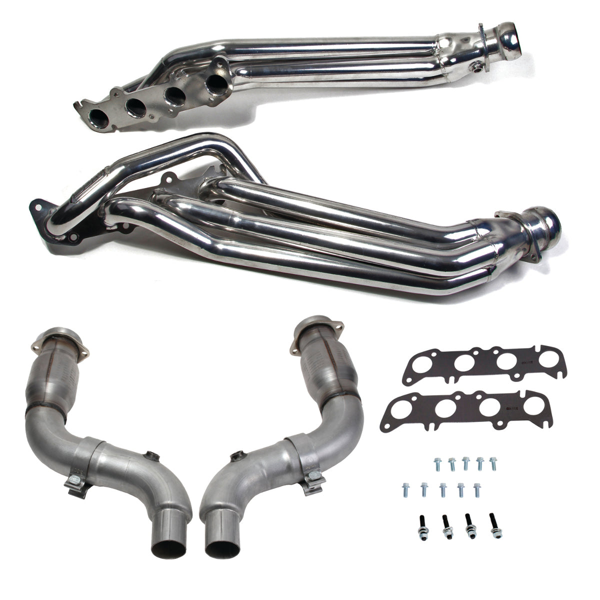 Fits 2015-23 Mustang GT 5.0 1-7/8" Tube Header, Short Mid Pipe w/Converter-18564 for 2015-2023 Ford Mustang polished