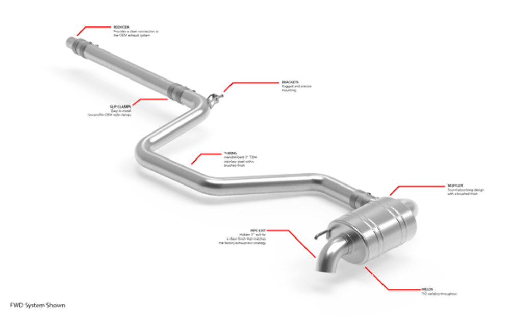 Fits 2018-2024 Tiguan Volkswagen Catback Exhaust System -(MK2)(FWD) stainless steel