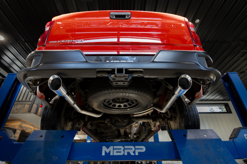 MBRP cat-back exhaust system fits 2019-2024 Chevy Silverado 1500 dual rear exit Armor Pro Series T304 stainless steel S5021304 2.5 inch inlet/outlet