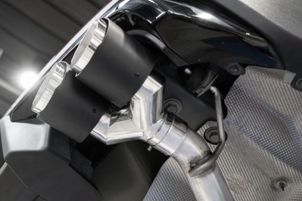 MBRP axle-back exhaust system fits 2020-2024 Ford Explorer dual rear exit Armor Pro Series T304 stainless steel S52033CF 2 inch inlet/outlet