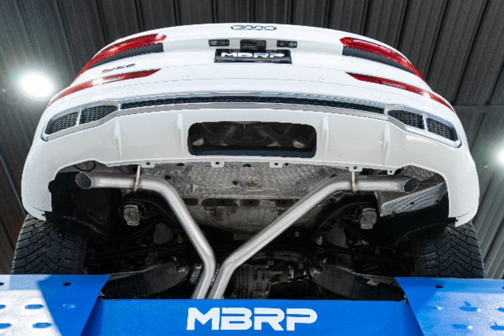 MBRP axle-back exhaust system dual split rear exit Armor Pro Series T304 stainless steel S5604304 2.5 inch inlet/outlet