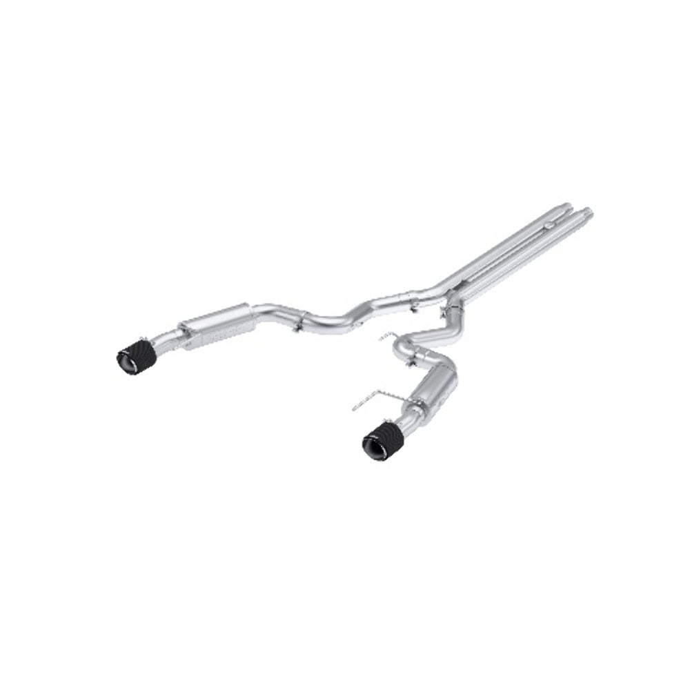 MBRP cat-back exhaust system fits Ford Mustang dual split rear exit Armor Pro Series T304 stainless steel carbon fiber tip S72533CF 4.5 inch inlet/outlet