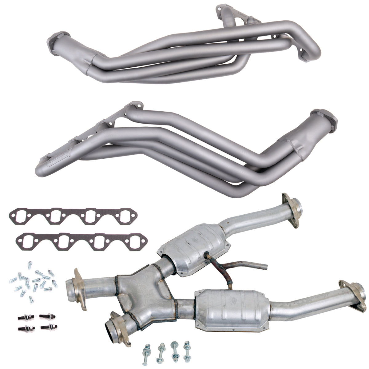 Fits 94-95 Mustang 5.0L 1-5/8 Tube Headers, Short Mid X Pipe w/Converters-15192
