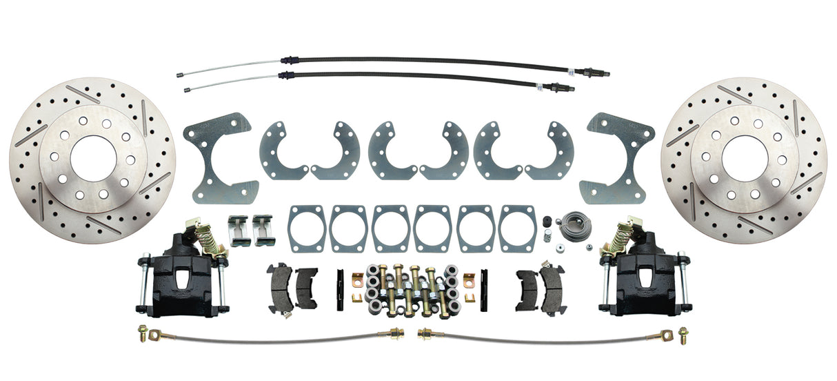 Ford 9" Rear End Disc Brake w/E-brake & Drilled/Slotted Rotor-Black DBK9LXB Brakes MBM