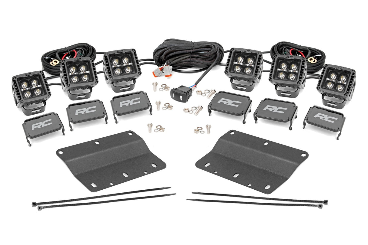Fits Ford Bronco(21-24) LED Light Fog Mount Triple 2" Black Pair White DRL 51087