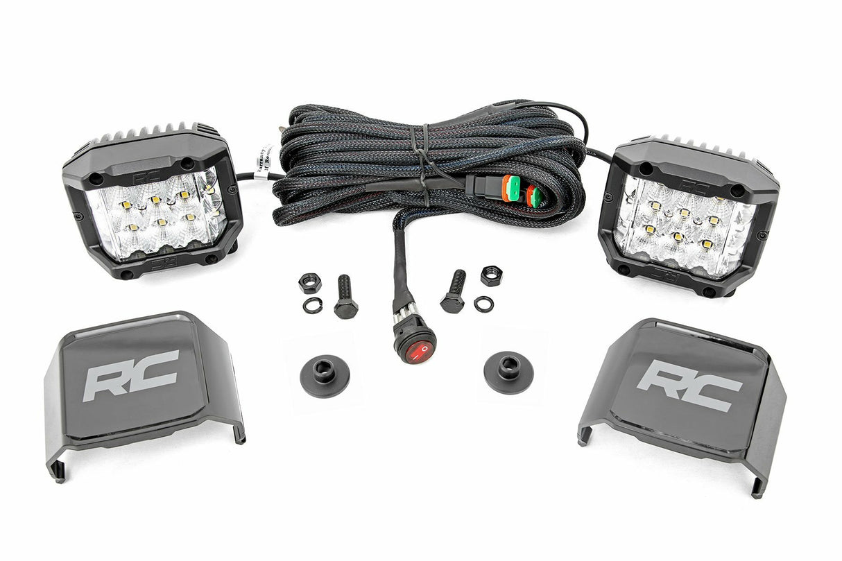 Fits Ford Bronco 4WD (21-24) LED Light Kit Ditch Mount 2" Chrome Pair Wide 71050
