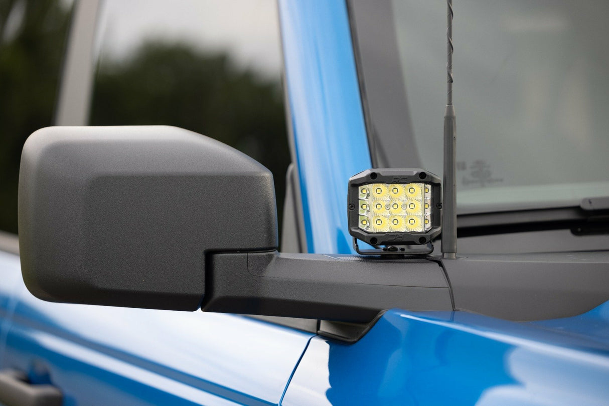 Fits Ford Bronco 4WD (21-24) LED Light Kit Ditch Mount 2" Chrome Pair Wide 71050
