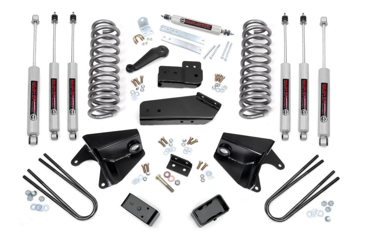 Fits Ford Bronco 4WD (80-96) 4" Lift Kit; Quad Front Shocks; Rear Blocks; 465B33