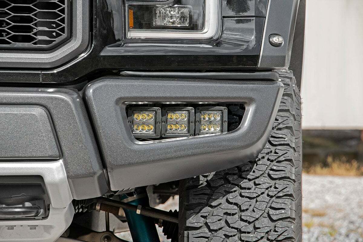 Fits Ford Raptor(17-20) LED Light Fog Mount Triple 2" Black Pair 70700DRLA