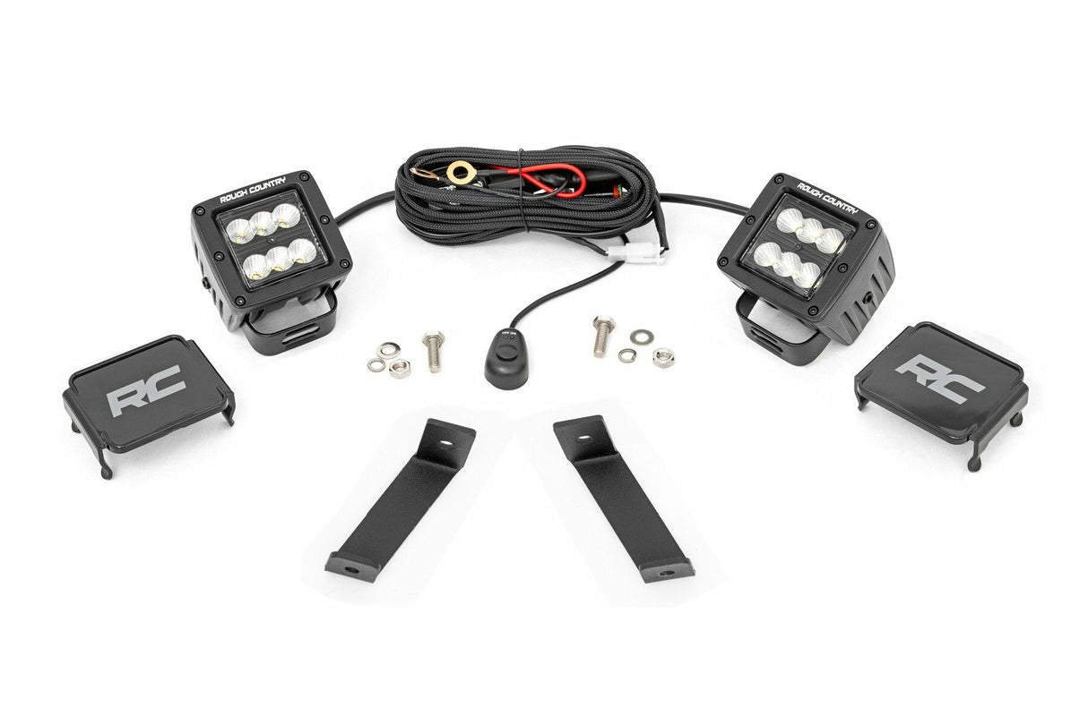 Fits Jeep Cherokee KL (14-21) LED Light Kit; Ditch Mount; 2" Black Pair; 70079