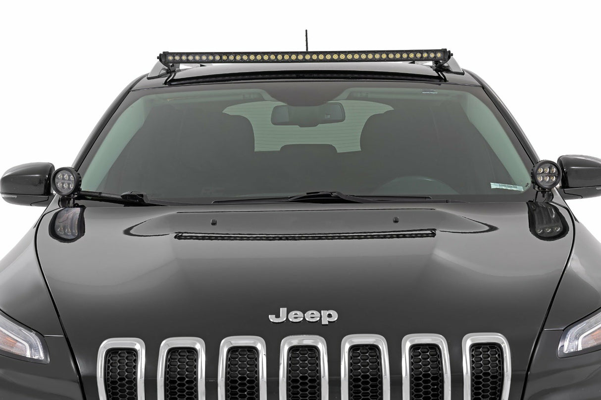 Fits Jeep Cherokee KL (14-21) LED Light Kit; Ditch Mount; 2" Black Pair; 70079