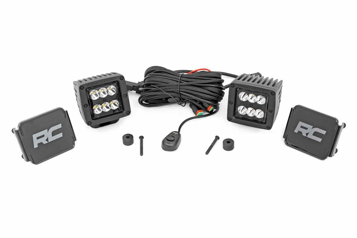 Fits Jeep Gladiator JT (18-24) LED Light Kit; Cowl Mount; 2" Black Pair; 70062