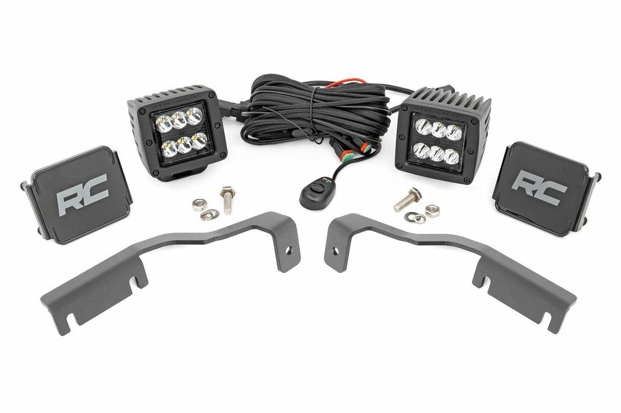 Fits Nissan Frontier (22-24) LED Light Kit Ditch Mount 2" Black Pair Spot 71064