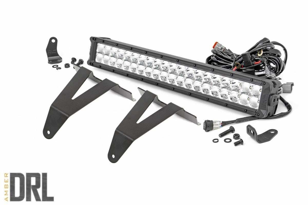 Fits Ram 1500(19-24) LED Light Bumper Mount 20" Chrome Dual Row Amber DRL 70781