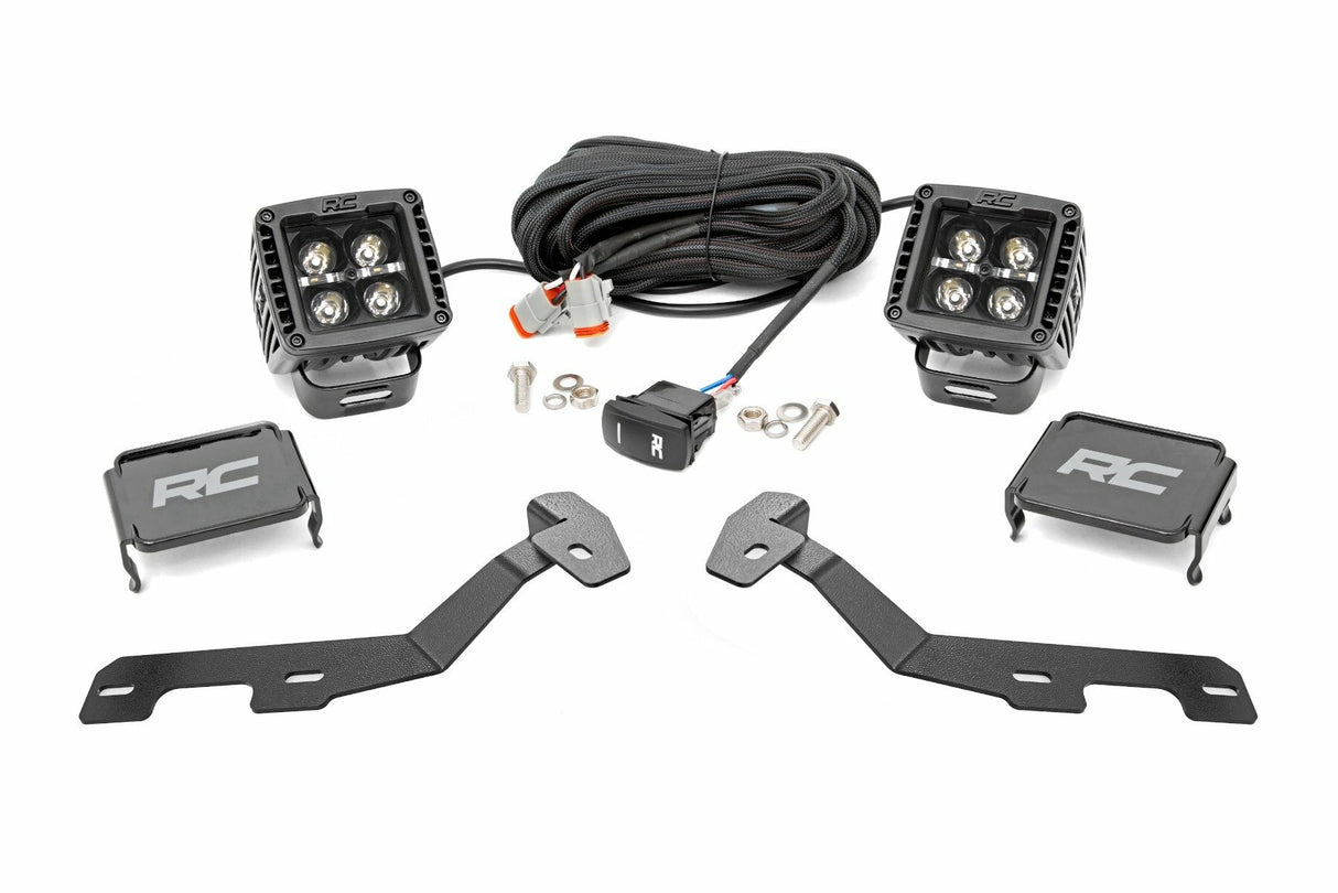 Fits Ram 1500 (19-25) LED Light Kit; Ditch Mount; 2" Black Pair; White DRL 82289
