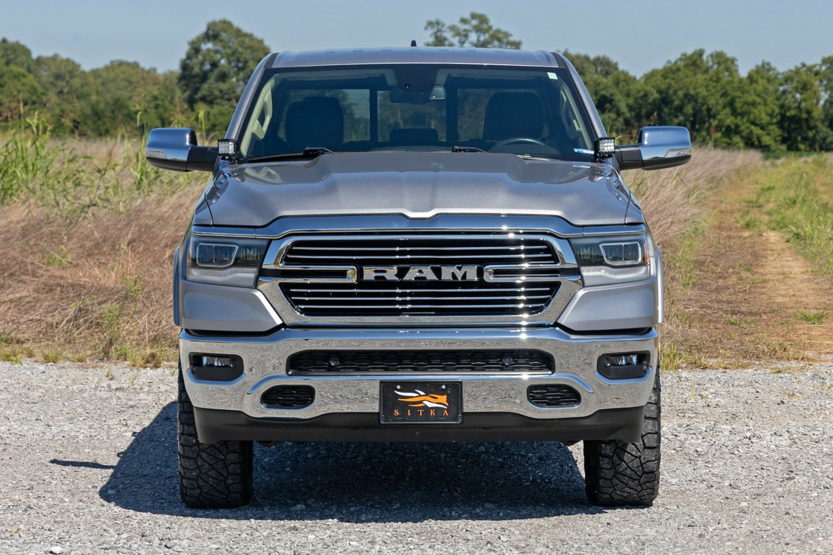 Fits Ram 1500 (19-25) LED Light Kit; Ditch Mount; 2" Black Pair; White DRL 82289